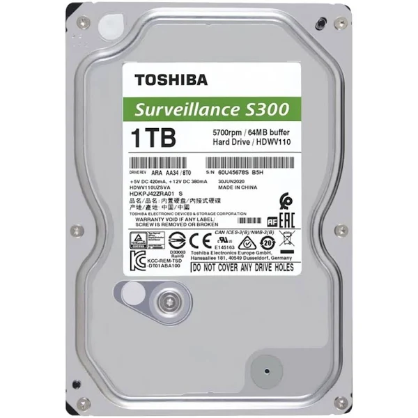 HD 1T SataIII 5700RPM 64M CFTV S300 Toshiba