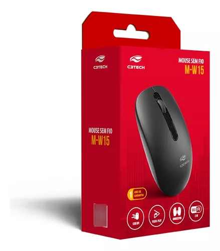 Mouse Wireless M-W15BK Preto C3 Tech