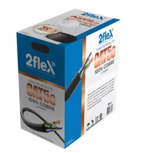 Cabo de Rede UTP CAT5E 100% Cobre Preto 305m 2Flex